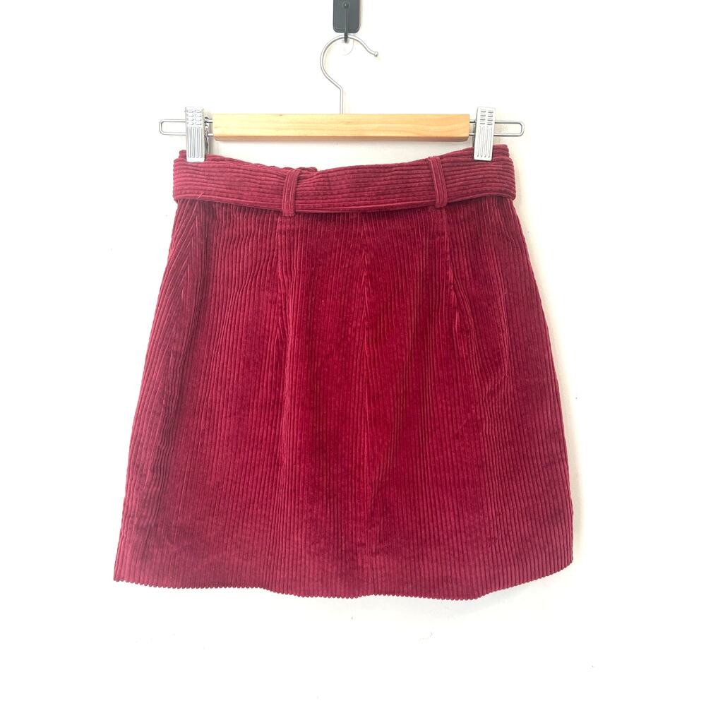 House of Harlow 1960 x REVOLVE Tori Skirt Berry Red Corduroy Women's sz. XS - Picture 6 of 9